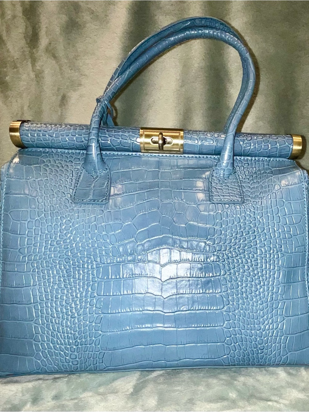 Viola Castellani Blue Croc Embossed Leather Purse